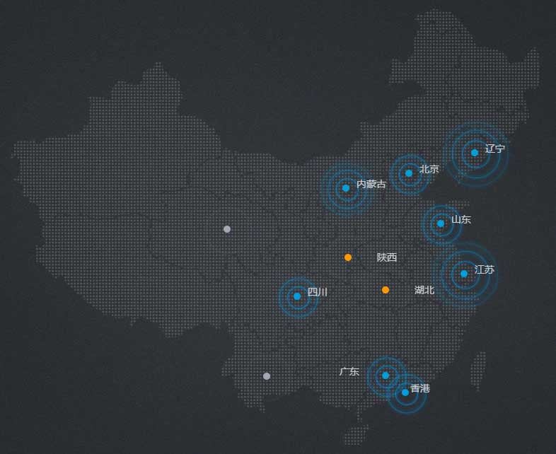 css3 animation中国地图热点动画特效