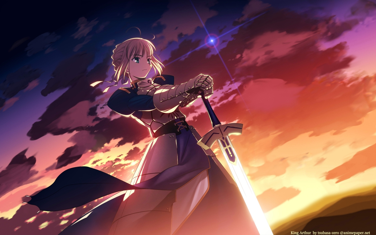 天空Saber军刀女孩，命运之夜Fate4K超清壁纸，4800x3000高清动漫图片下载