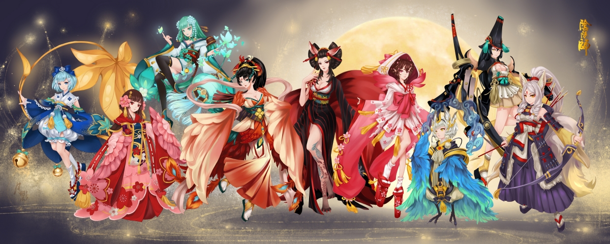 阴阳师微群像，人物荟萃，同人佳作，精选7k高清动漫壁纸，4K超清画质，7500x3000大图下载