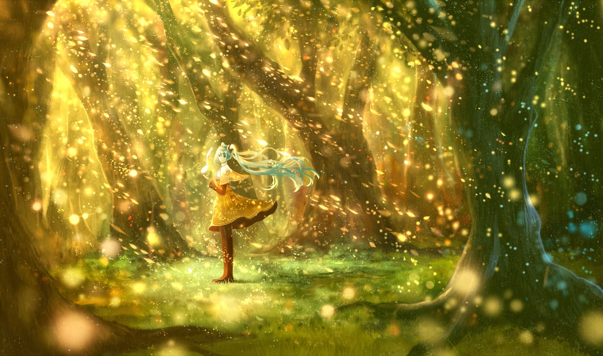 Vocaloid初音未来，森林唯美意境，精选4K高清壁纸，3900x2304分辨率，免费下载