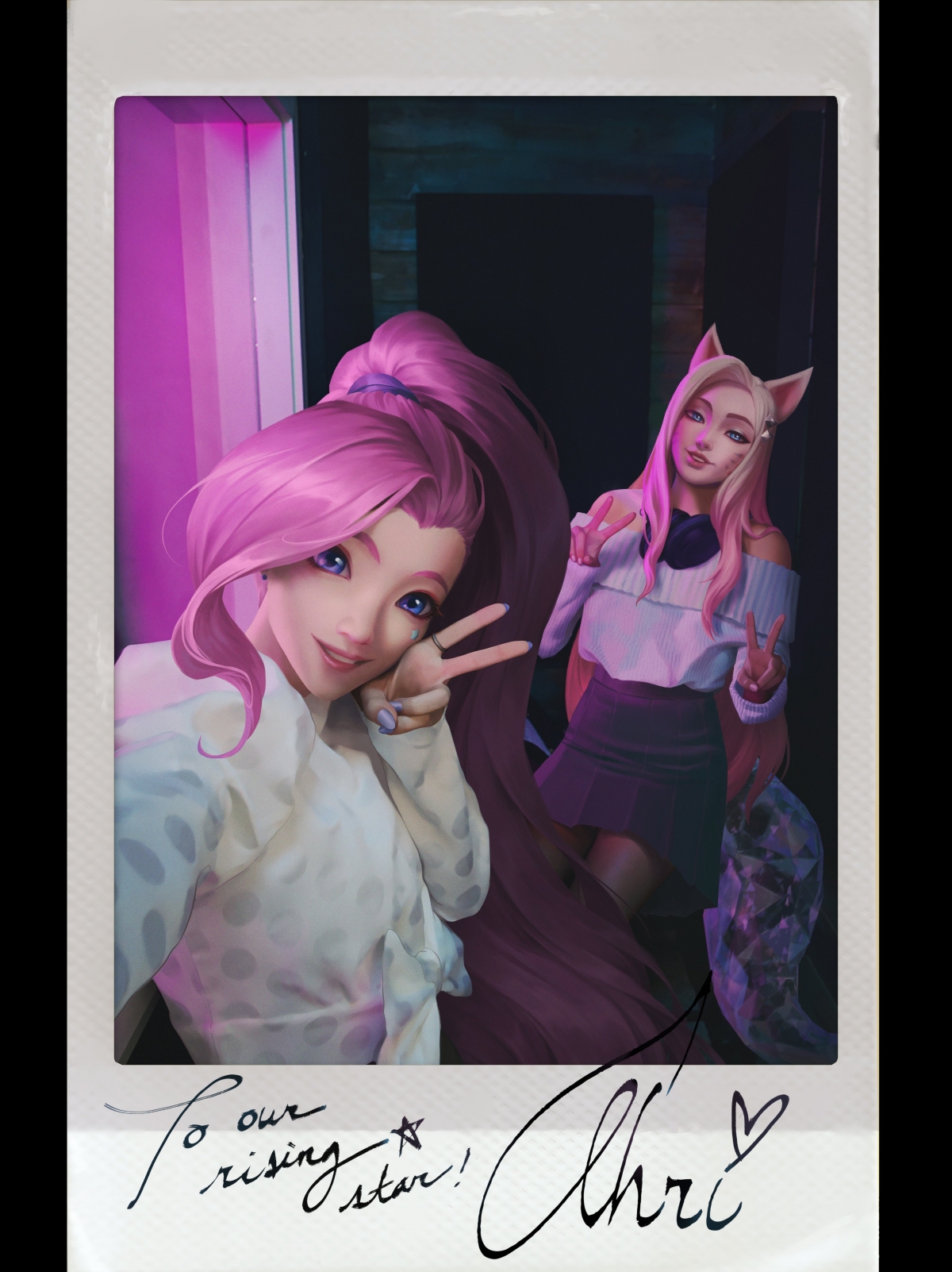 LOL英雄联盟KDA The Baddest，塞尔菲娅&阿狸绝美竖屏4K手机壁纸，高清3068x4096，一键下载！