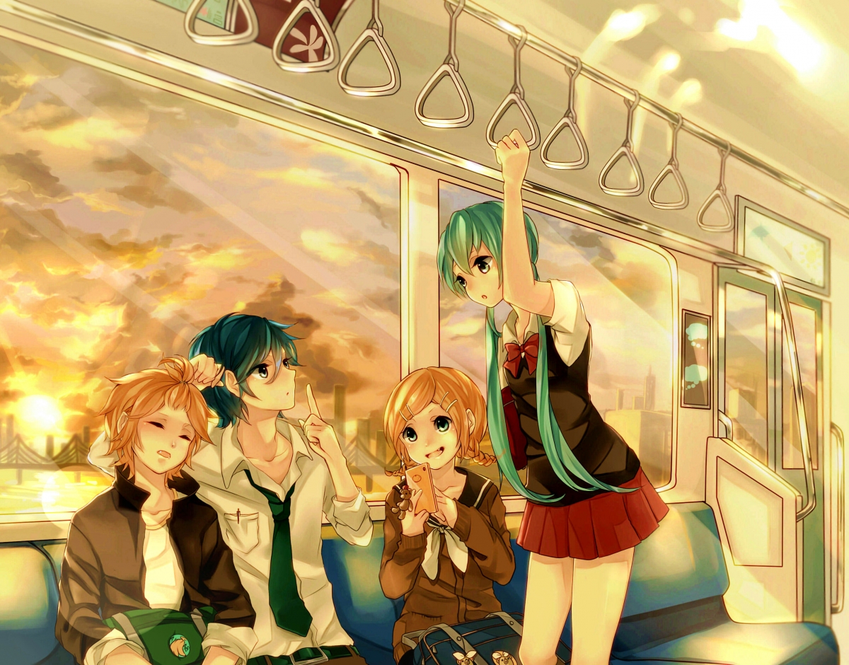 Vocaloid初音未来专属，火车主题4K高清壁纸，小学生动漫风格，3307x2590超清下载