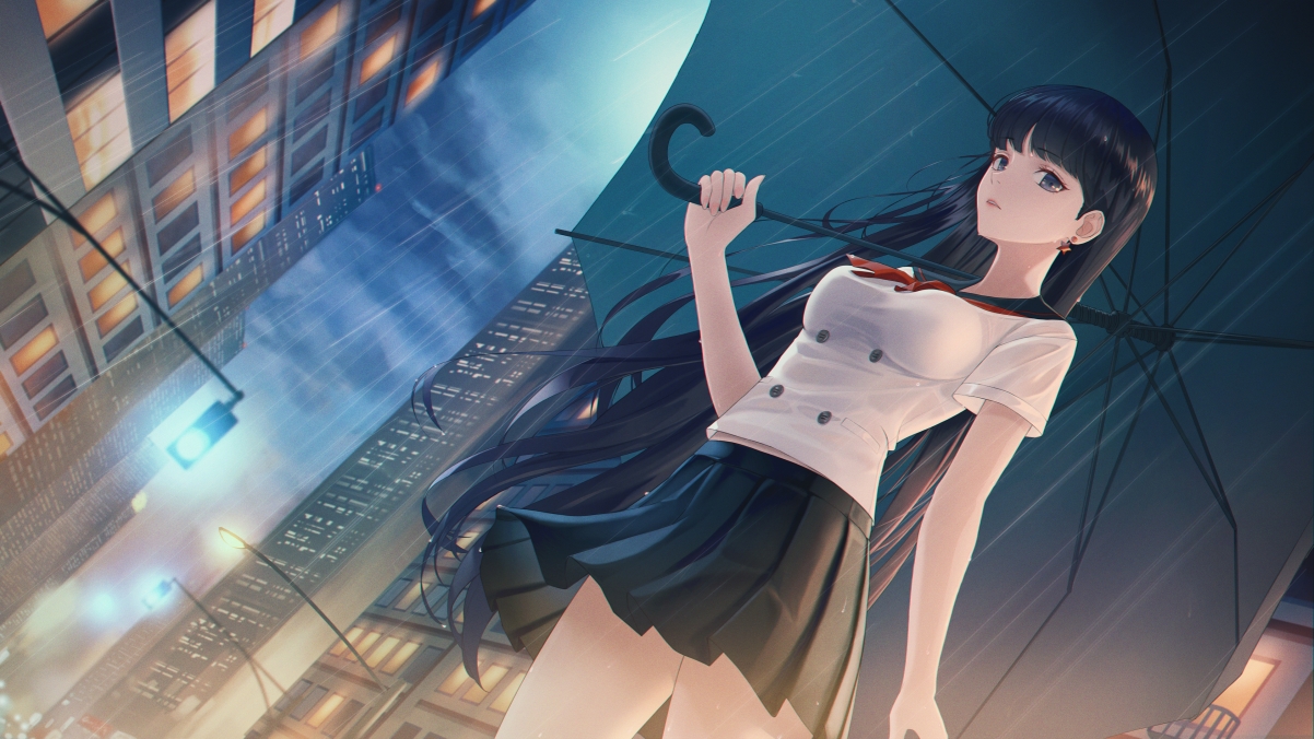 夏日风情美少女战士，短裙伞舞，4K超高清动漫壁纸下载（3840x2160）