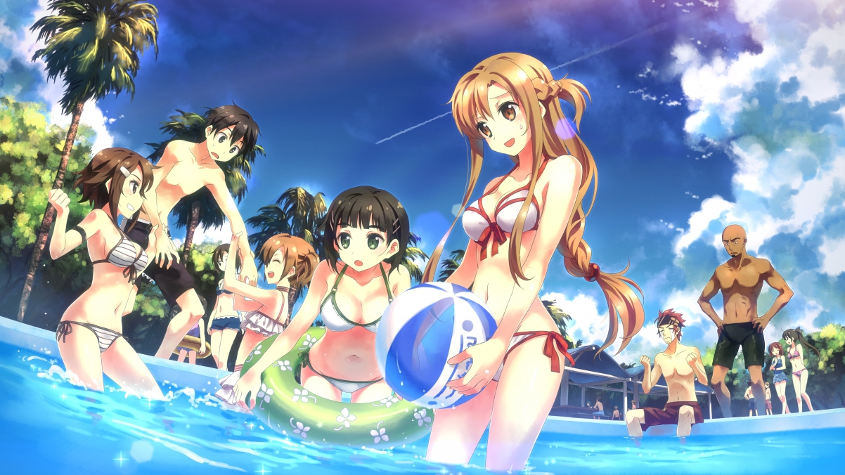 刀剑神域2，沙滩美少女绝美壁纸，高清4K动漫图片，3840x2160分辨率，免费下载