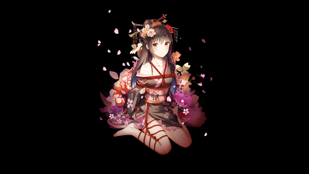 动漫女孩4K高清壁纸，绳子捆绑主题，3840x2160超清下载