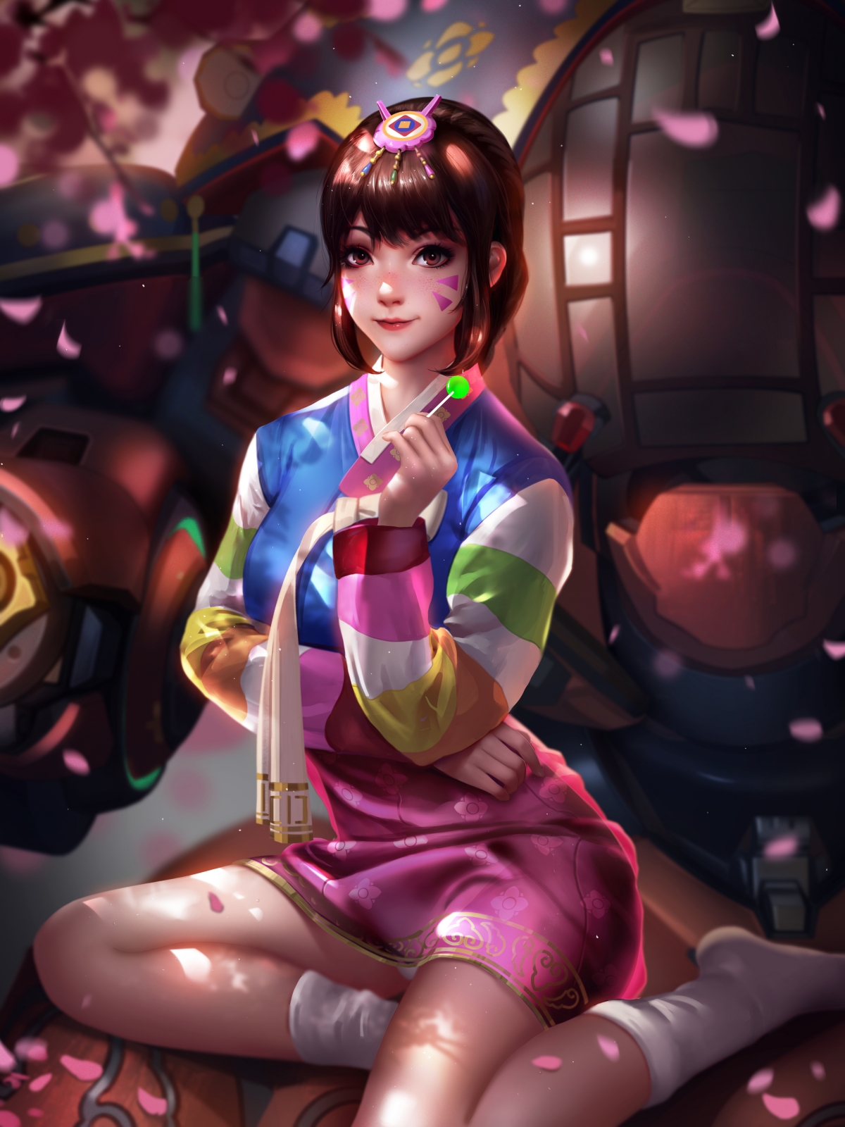 DVA韩服连衣裙&袜子，绝美竖屏4K手机壁纸，高清3000x4000，一键下载！