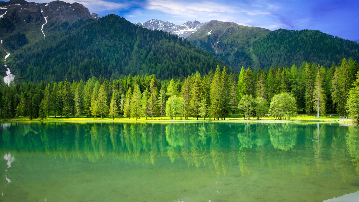青山翠林，湖泊流水，绝美自然4K风景壁纸，高清大图4200x2363，畅享绿色视觉盛宴！