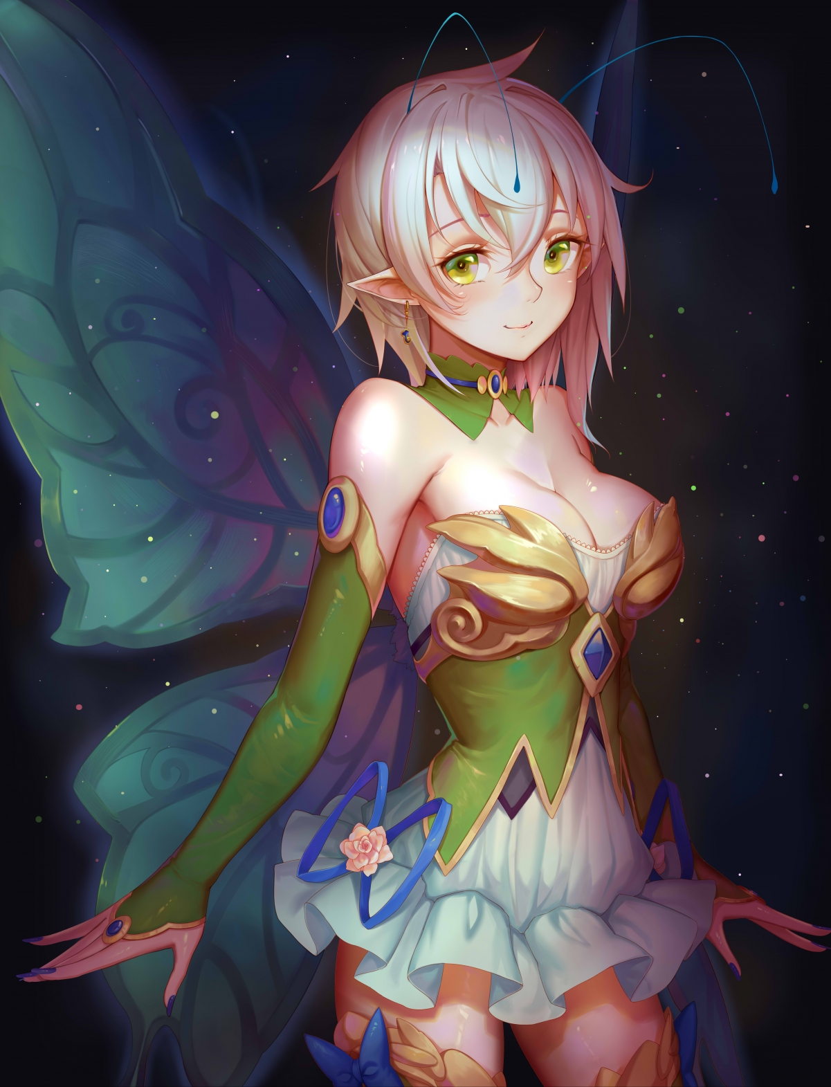 金发精灵女孩，蝶翼轻舞，绝美4K手机壁纸，高清5200x6800，免费下载！