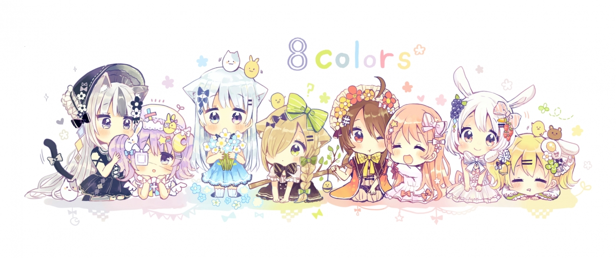 8colors精选，3440x1440超清4K动漫壁纸，8位萌趣小女孩等你来下载！