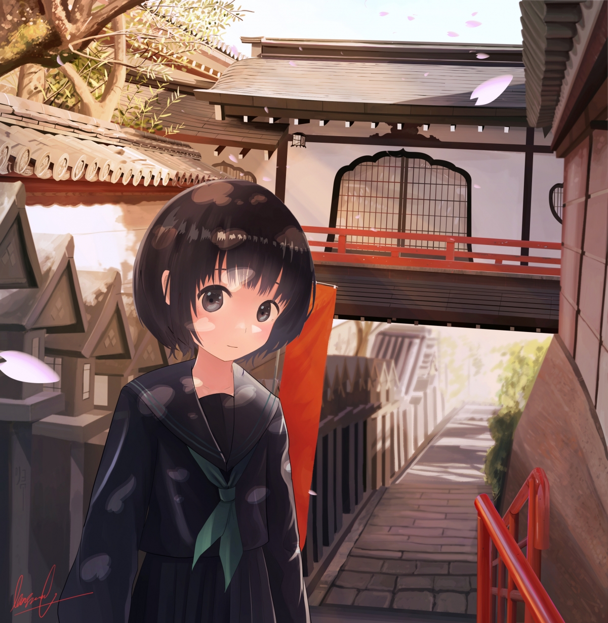闪耀女学生插画，4K高清动漫壁纸，2800x2870超清下载