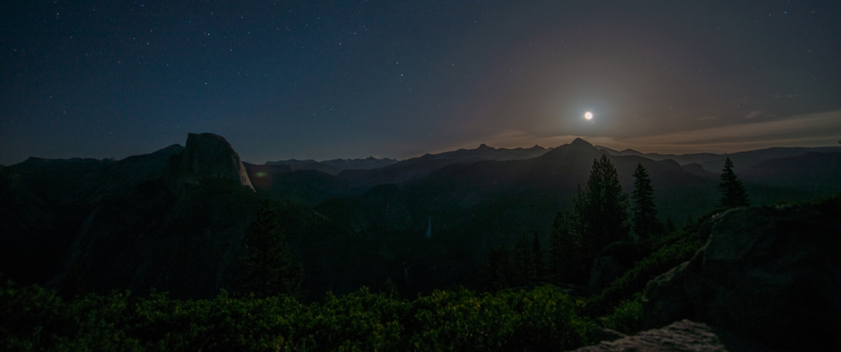 优胜美地月色美景，3440x1440超清4K风景壁纸，一键下载享高清
