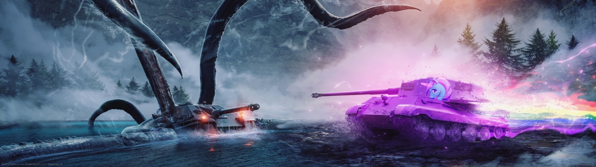 坦克世界4K超清壁纸，3840x1080分辨率，游戏美图一键下载
