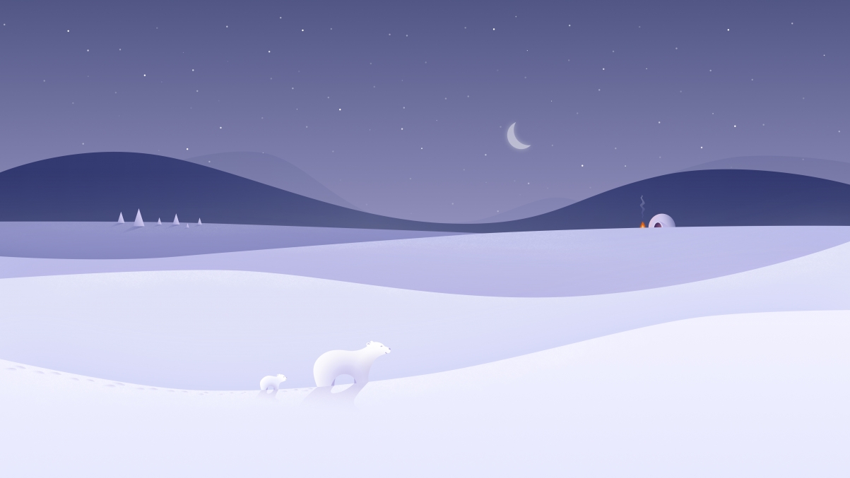 冬夜简景小熊，超清5K壁纸，4K背景图片，5120x2880分辨率，一键下载