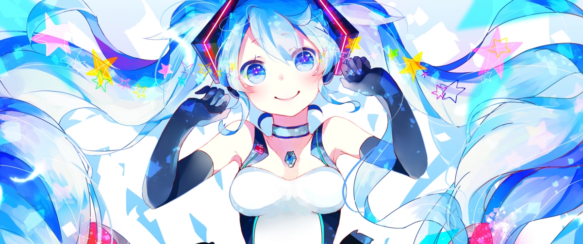 初音未来赛车女郎服装4K超清壁纸，3440x1440分辨率，动漫美图下载