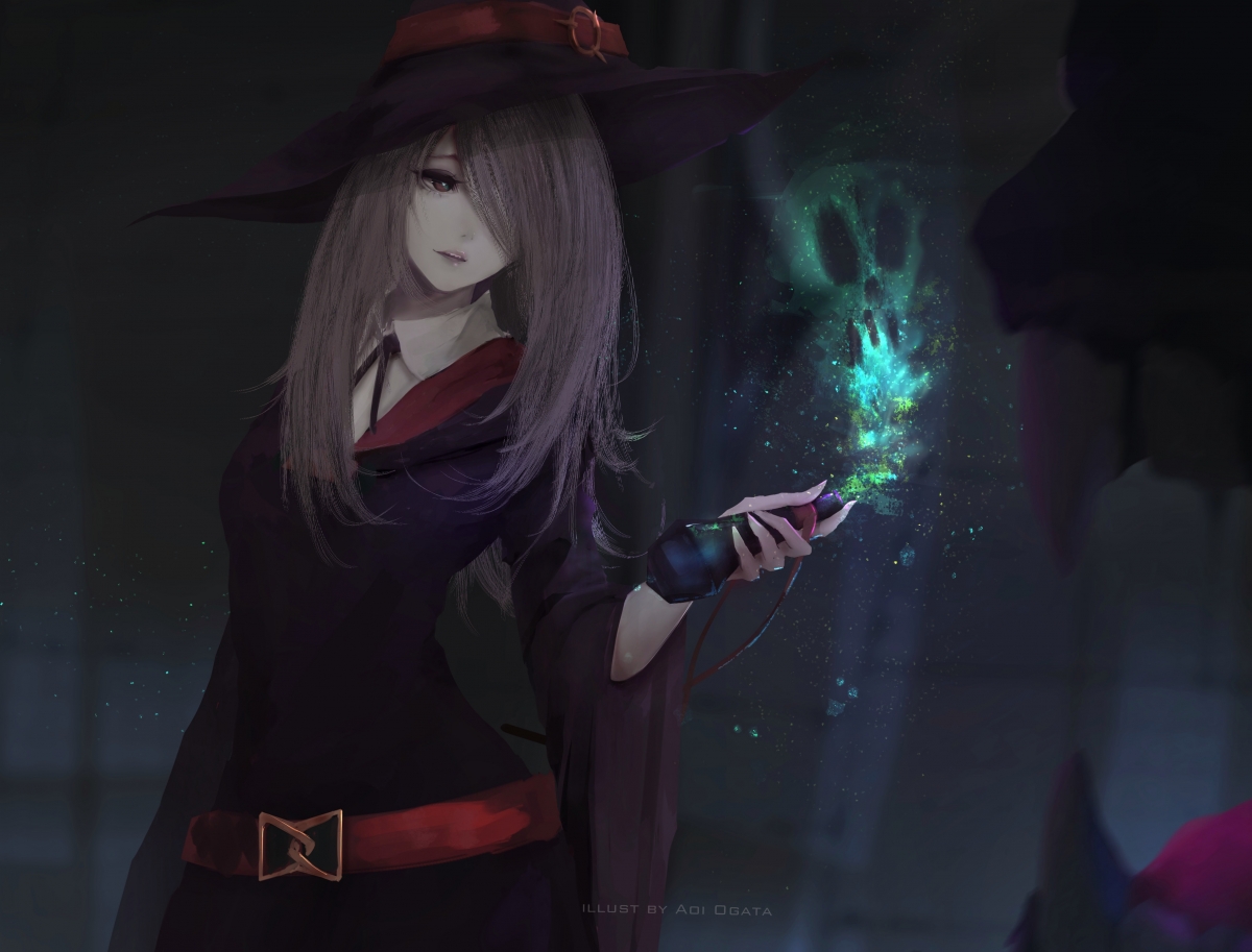 小女孩戴魔术帽，女巫奇幻之旅，4K高清动漫壁纸下载（4300x3271）