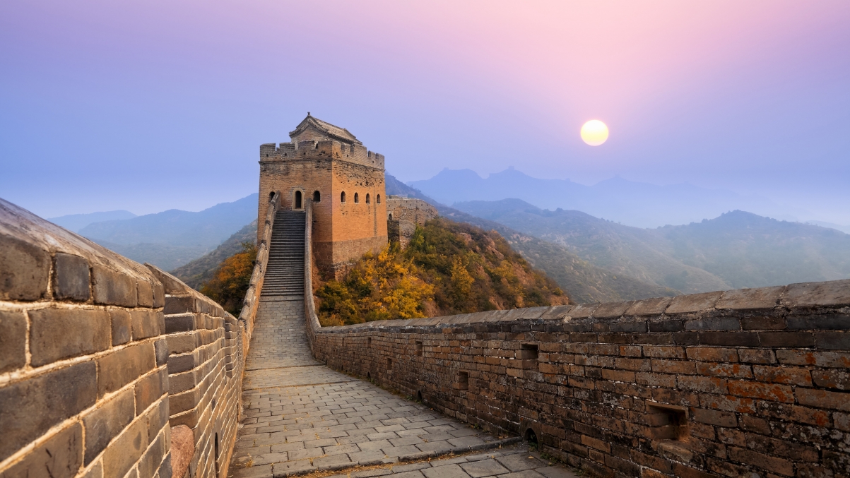 中国长城日出美景，惊艳5K高清风景图片，4K壁纸下载，5120x2880超清分辨率