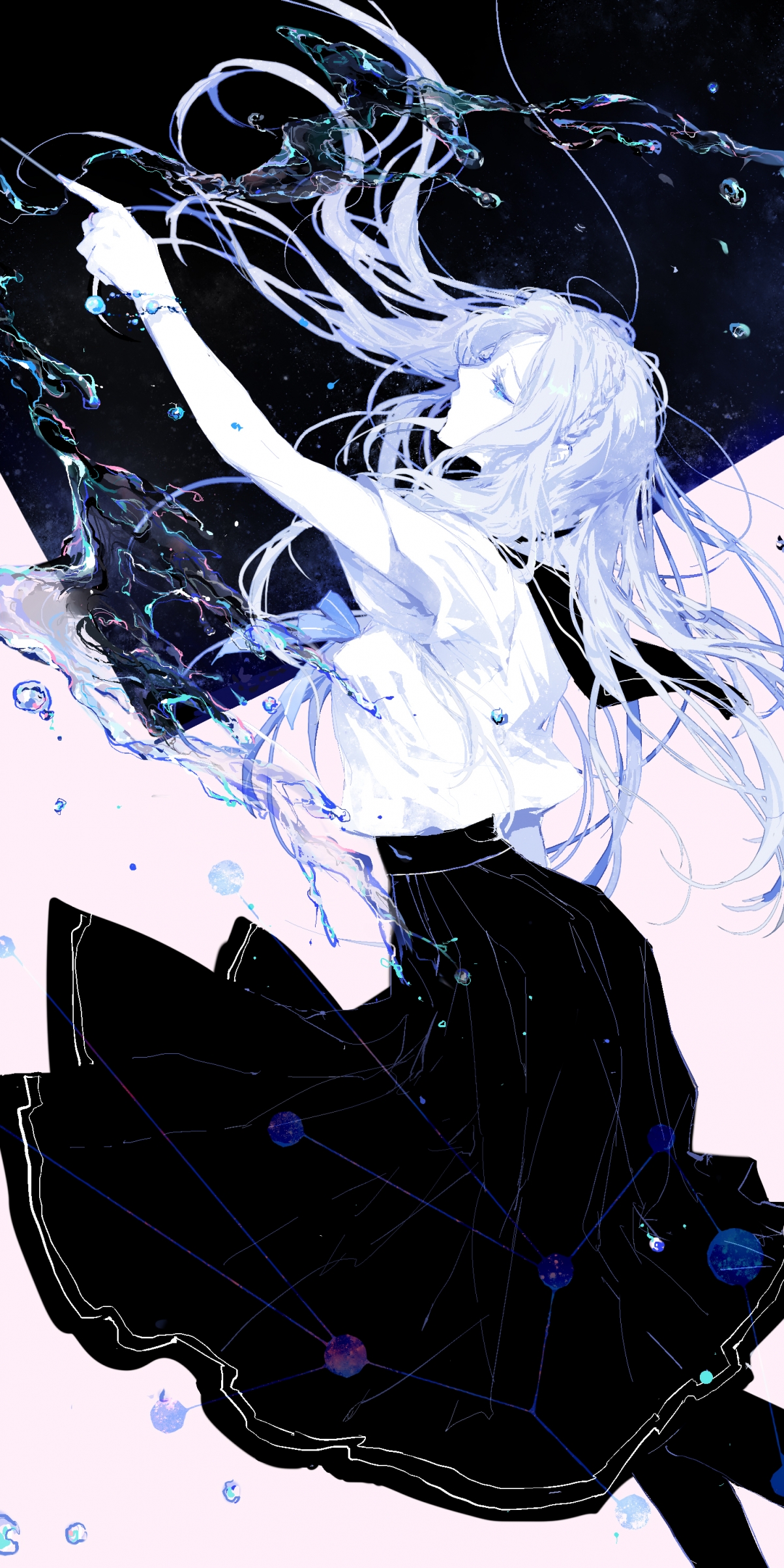 处女座少女水手服造型，长发公主风采，超高清4K手机壁纸，1500x3000像素，精美下载