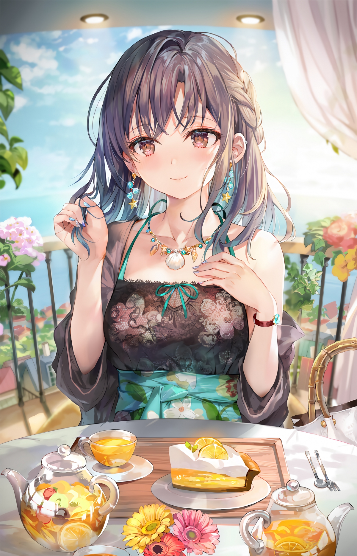 可爱女生下午茶时光，精选蛋糕主题4K动漫竖屏手机壁纸，高清2469x3840，免费下载！