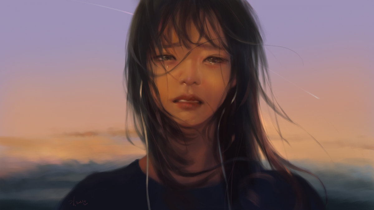 悲伤女孩泪眼凝望，高清4K动漫壁纸，4000x2250分辨率，免费下载