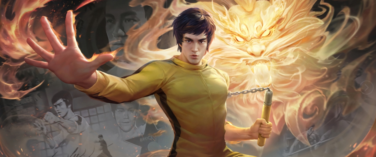 李小龙与裴擒虎合璧，王者荣耀4K带鱼屏壁纸，高清3440x1440下载