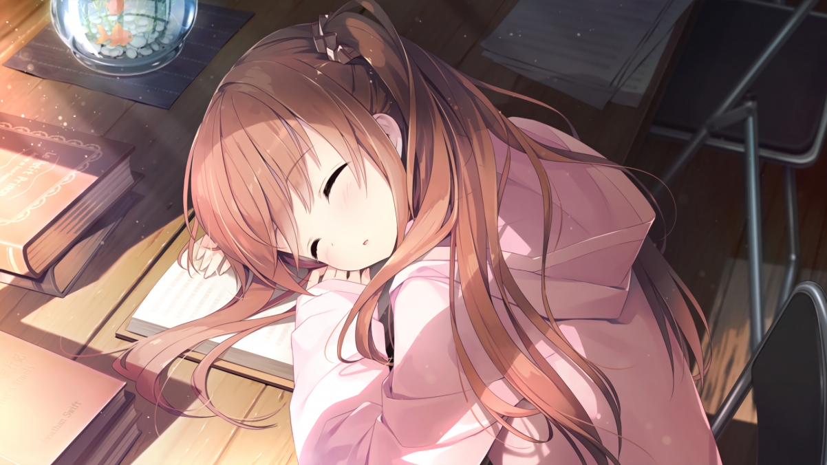 书桌甜梦，可爱女生4K高清动漫壁纸，3840x2160超清下载