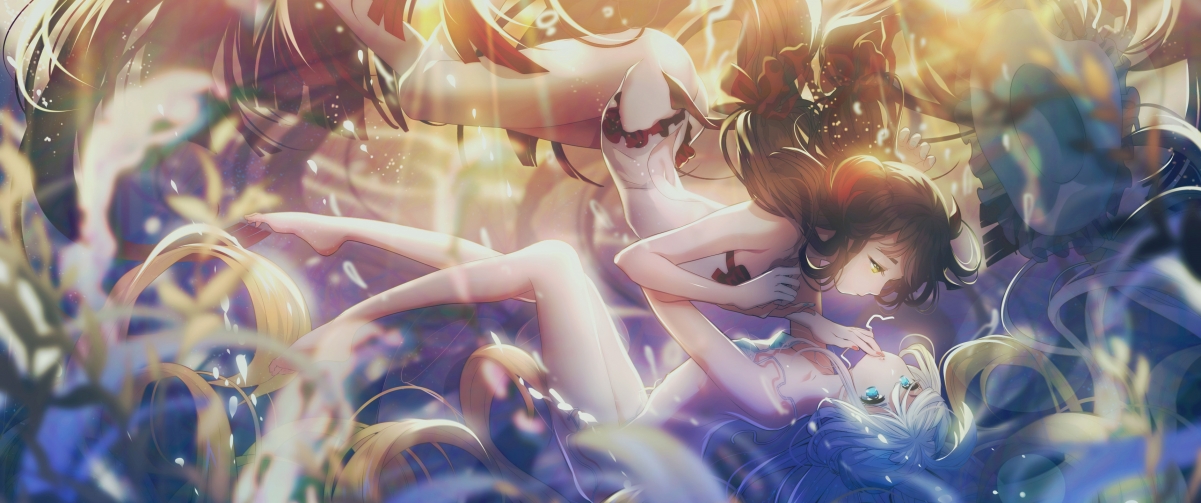 梦幻水下泳装女生，高清4K动漫壁纸，带鱼屏专属，唯美梦幻3440x1440下载