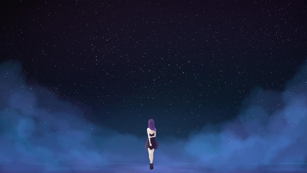 星空下的女孩梦想，超清4K动漫壁纸，3840x2160高清下载