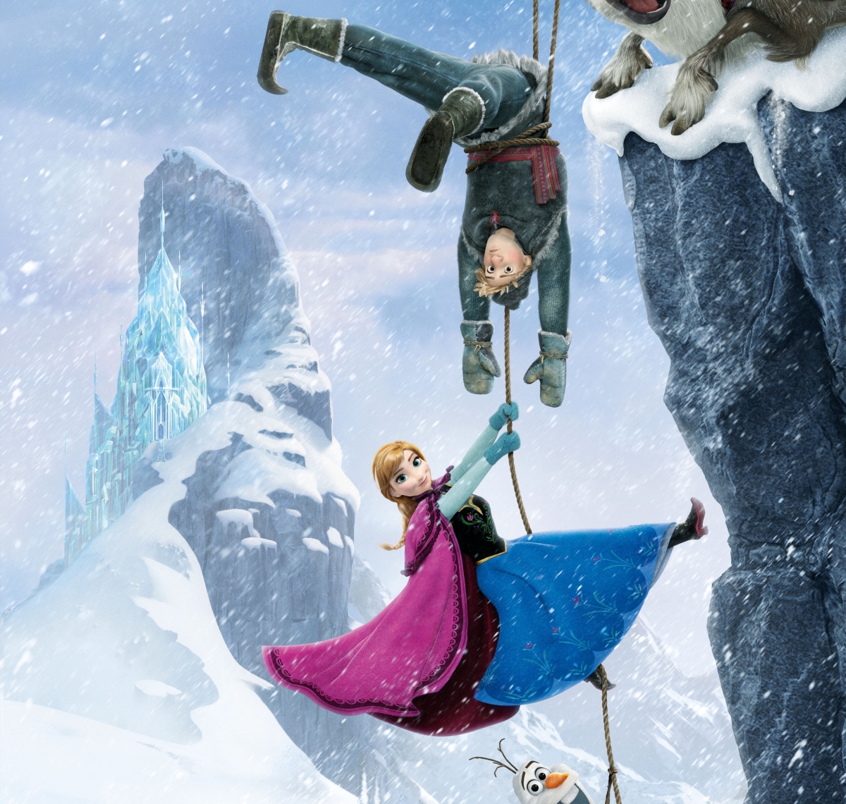 冰雪奇缘4K超清壁纸，艾尔莎女王、雪人、鹿与雪花的梦幻动画世界