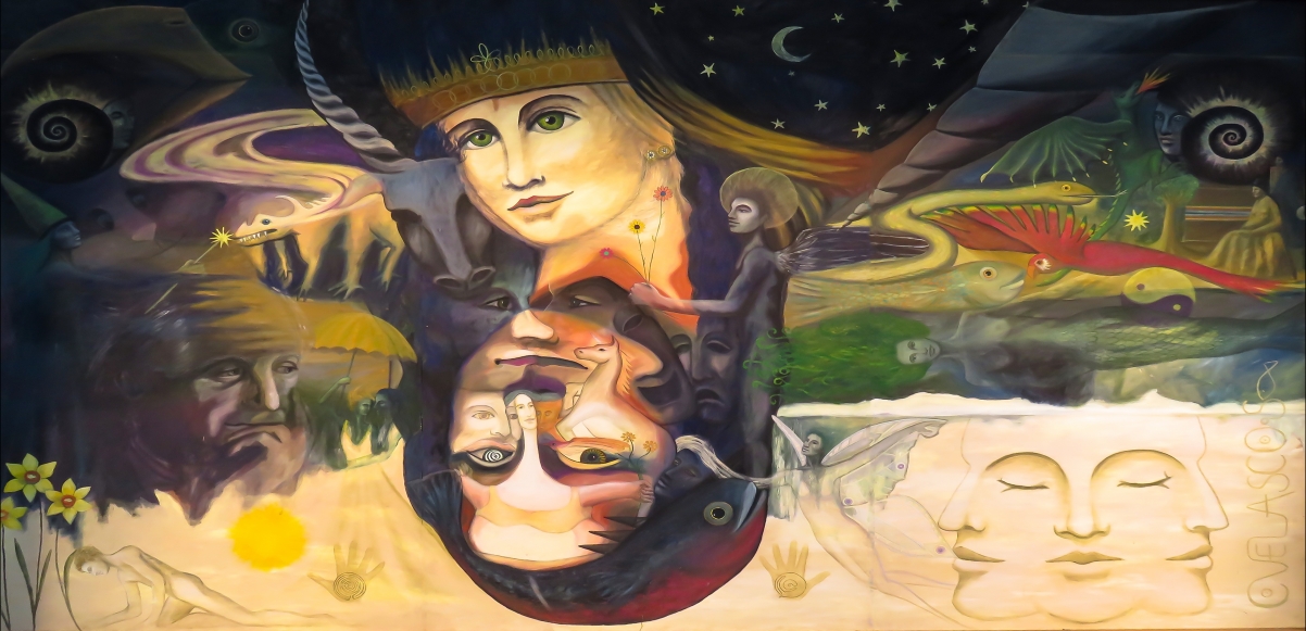 超现实主义幻想艺术，蒙娜丽莎抽象绘画，4K高清壁纸下载（4386x2122）