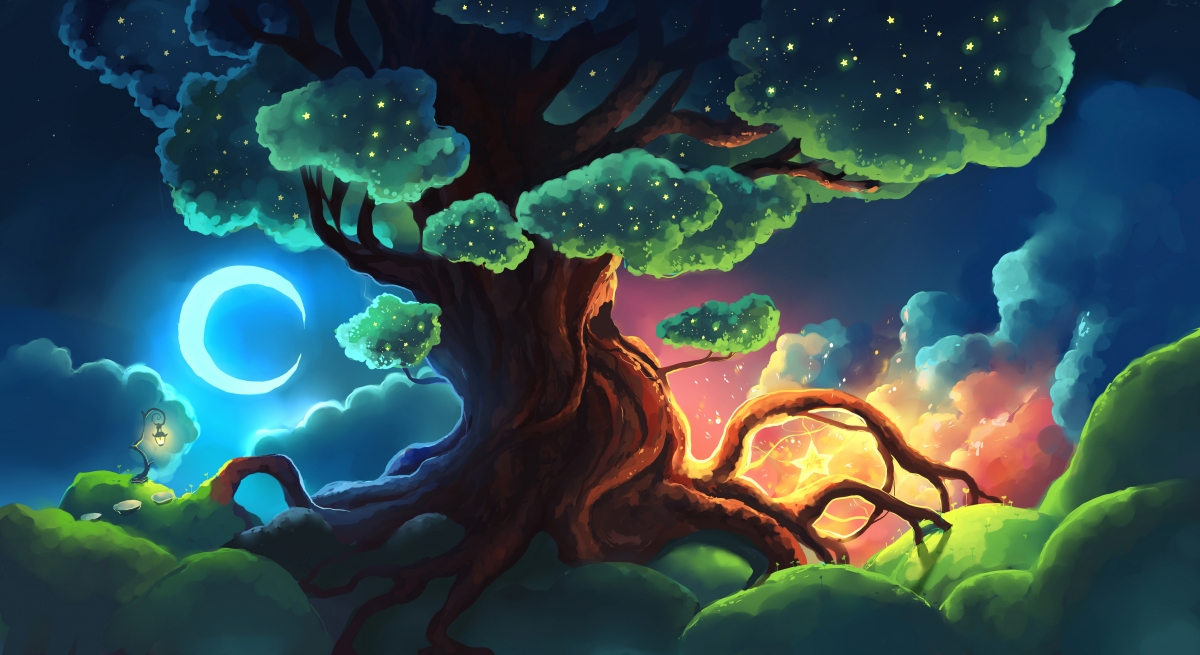星树绝美4K壁纸，Chibionpu原创，高清动漫大图下载，4000x2182分辨率