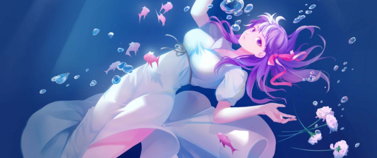 唯美水下女孩动漫壁纸，Fate/stay night HF 4K高清，带鱼屏专享3440x1440，一键下载
