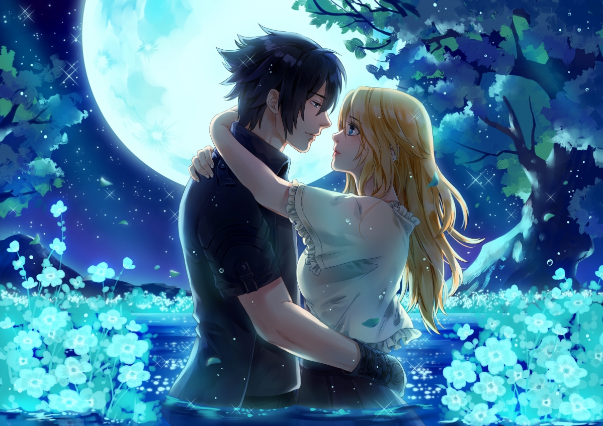 《最终幻想XV》月夜恋人绝美4K动漫壁纸，高清4092x2893大图下载