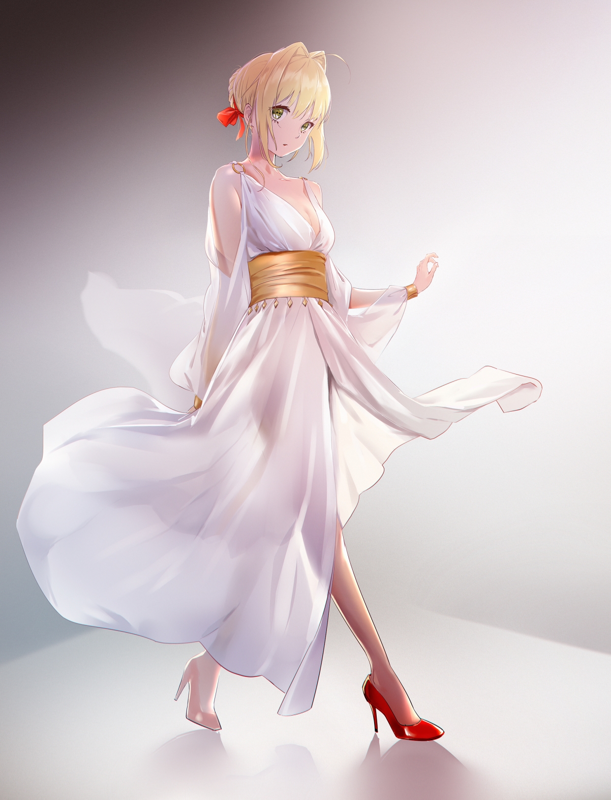 命运女神之选，白色礼服配高跟鞋，绝美4K壁纸，2146x2811高清下载