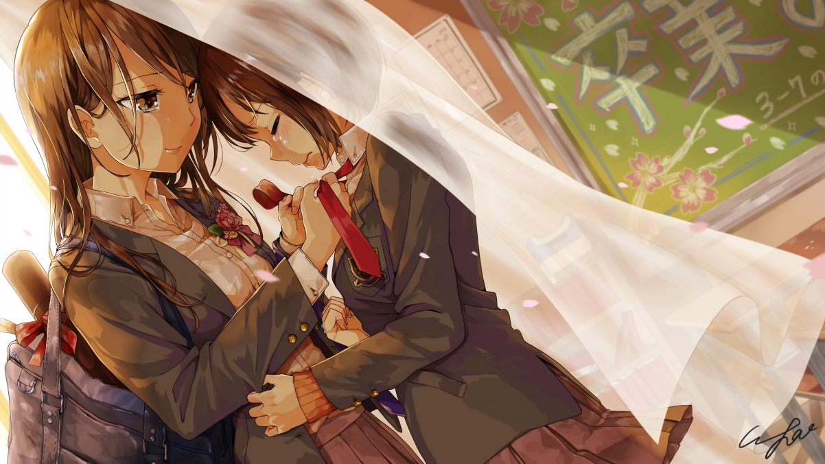 女学生泪目瞬间，绝美4K动漫壁纸，高清3840x2160免费下载