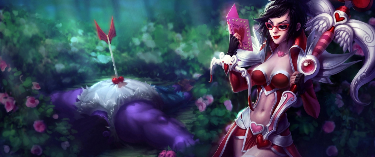 LOL觅心猎手情人节限定，高清4K游戏壁纸，3440x1440分辨率，免费下载