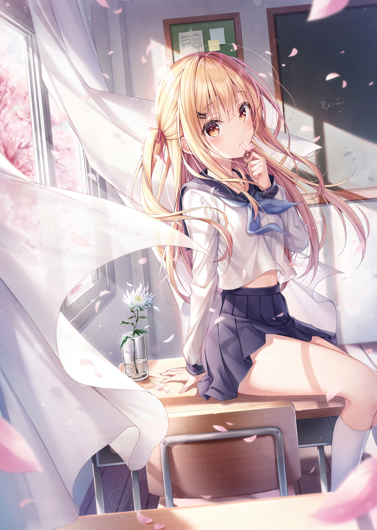 水手服金发少女，绝美2K/4K手机壁纸，2000x2810高清下载