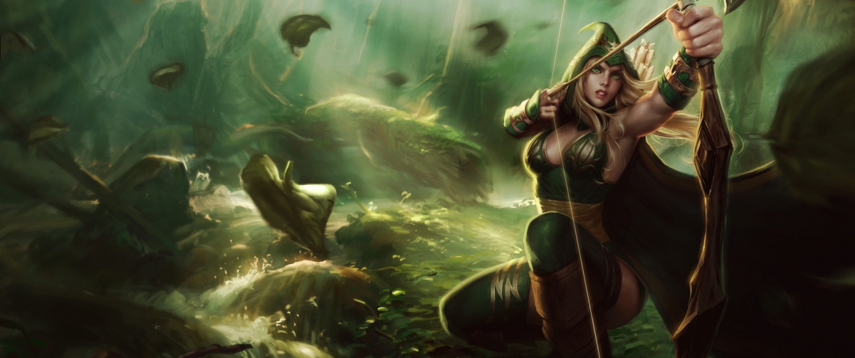 英雄联盟LOL，丛林侠盗艾希绝美壁纸，4K高清3440x1440，一键下载！