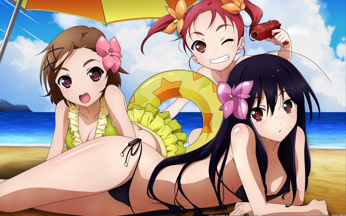 动漫美少女泳装比基尼4K超高清壁纸，3840x2400大图下载