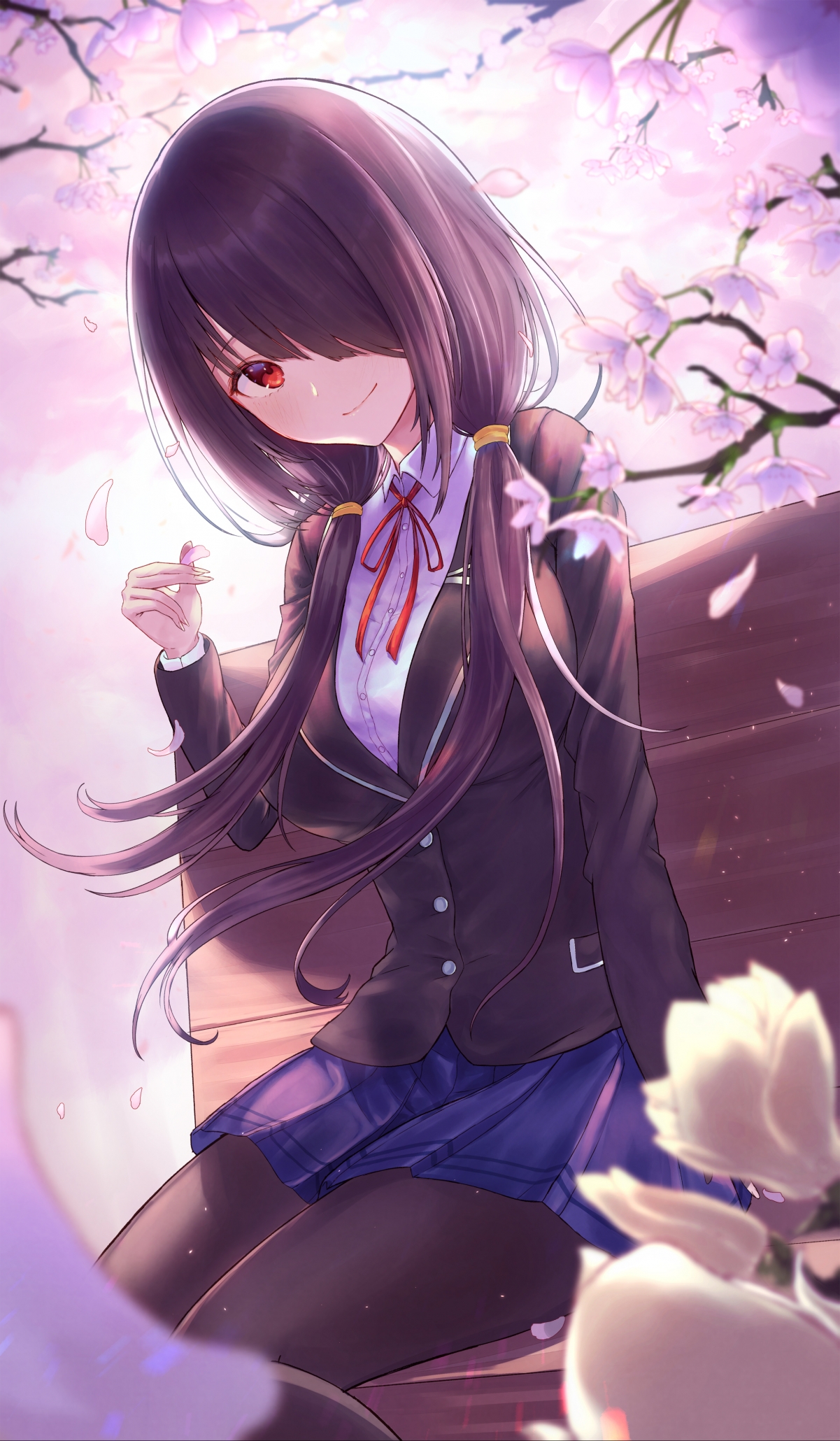 约会大作战狂三竖屏4K壁纸，黑裤袜动漫高清图片，2333x4000下载