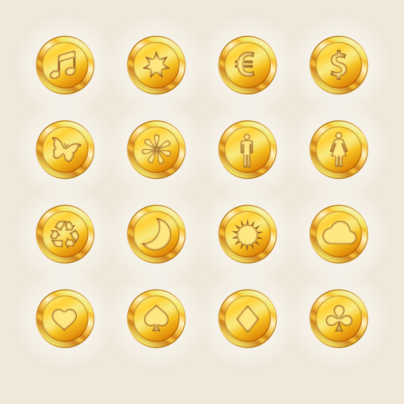圆形带图案的金币图标素材下载