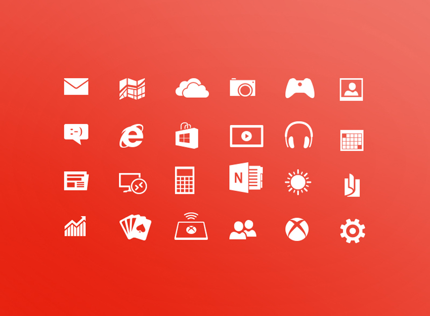 白色Win8系统风格的应用图标素材下载