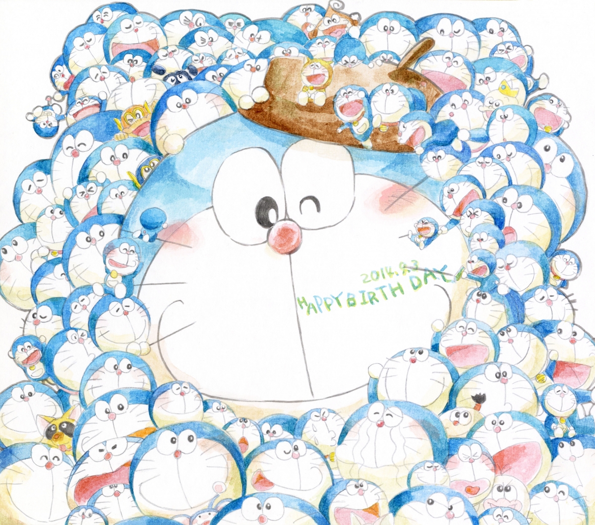 哆啦A梦生日祝福，4K高清动漫壁纸，3670x3238分辨率，精美图片下载