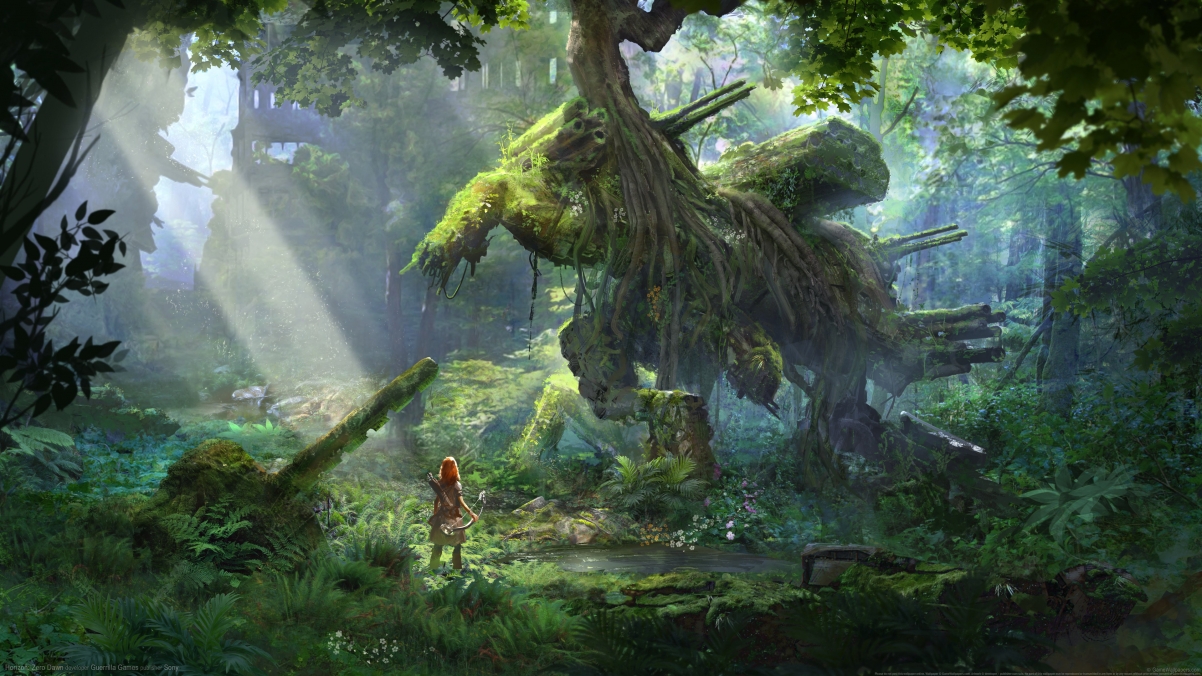 《地平线:黎明时分》绿色森林风光，4K超清游戏壁纸，高清3840x2160下载