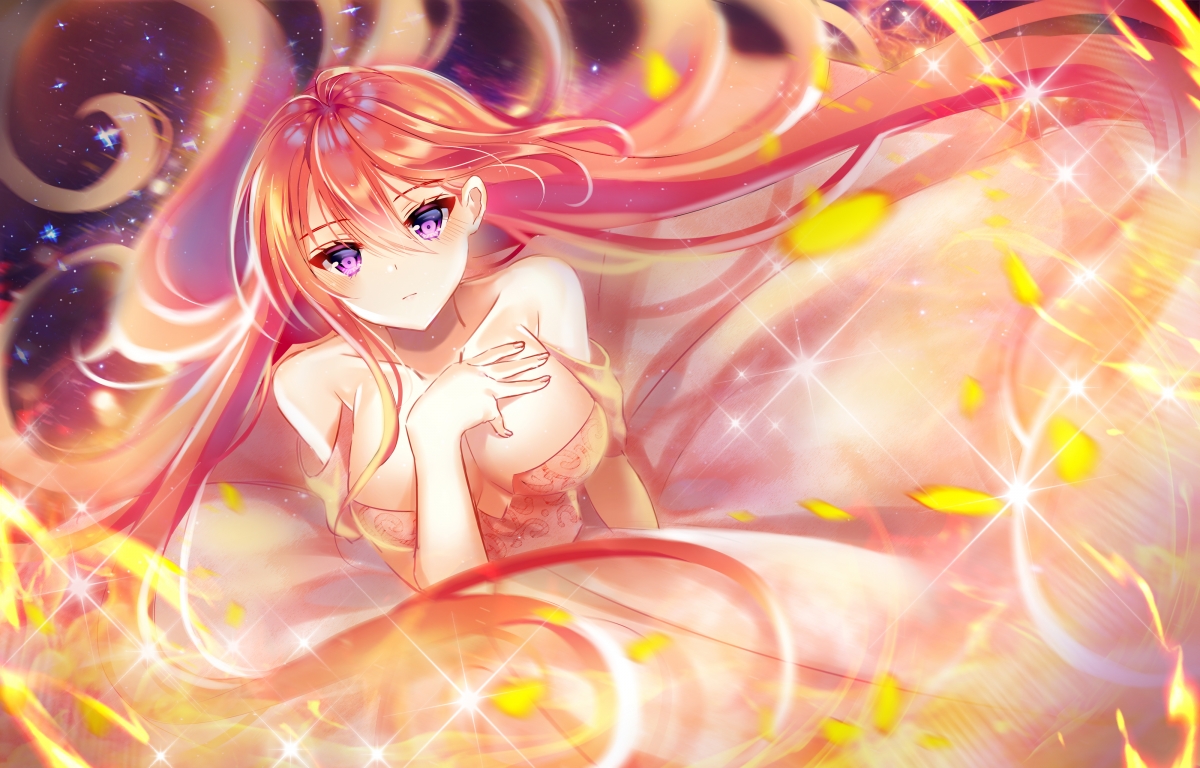 二次元美女火焰主题4K超清动漫壁纸，4000x2560高清下载