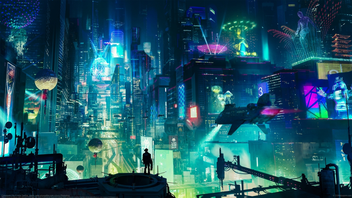《Cyberpunk City》高清4K壁纸，Artur Sadlos作品，3840x2160分辨率，游戏风格，免费下载