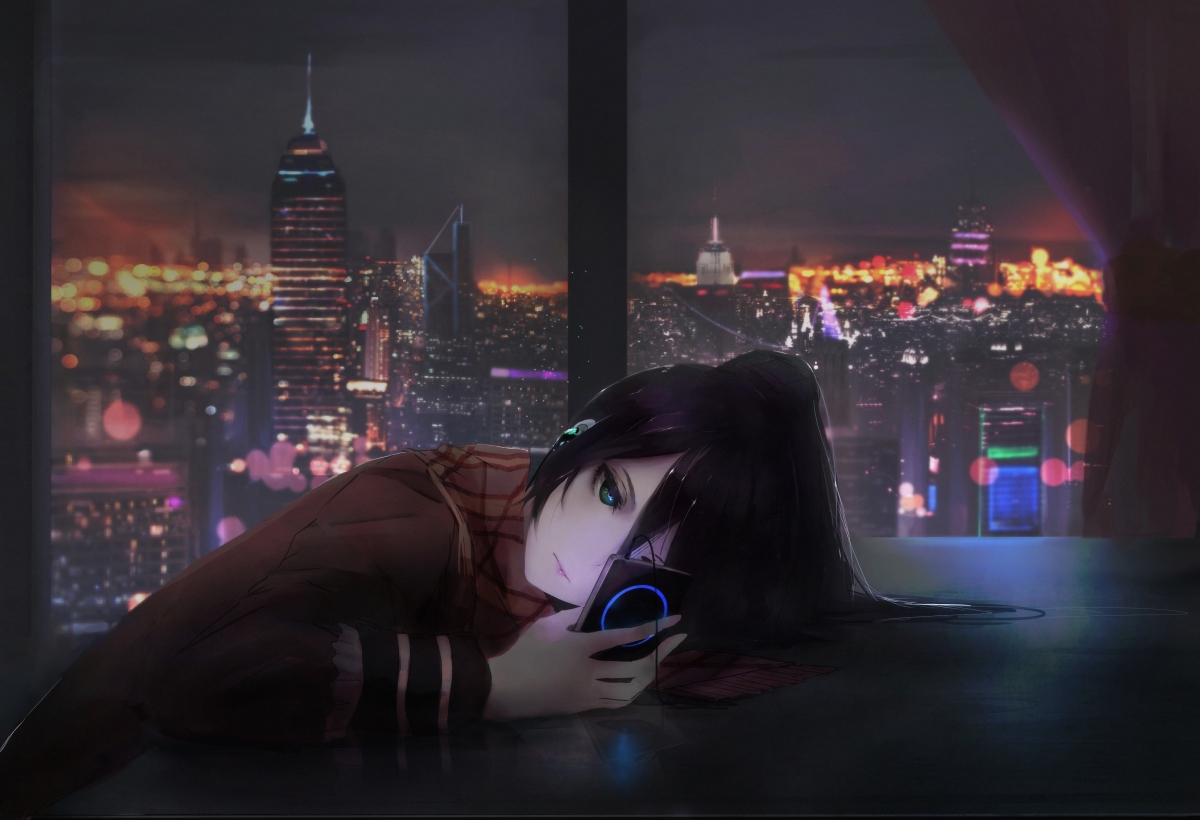 城市夜韵，Aoi Ogata动漫女神惊艳4K壁纸，超清4000x2733分辨率下载