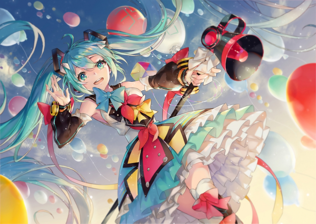 初音未来公主殿下Miku，梦幻天空气球，超高清4K动漫壁纸下载