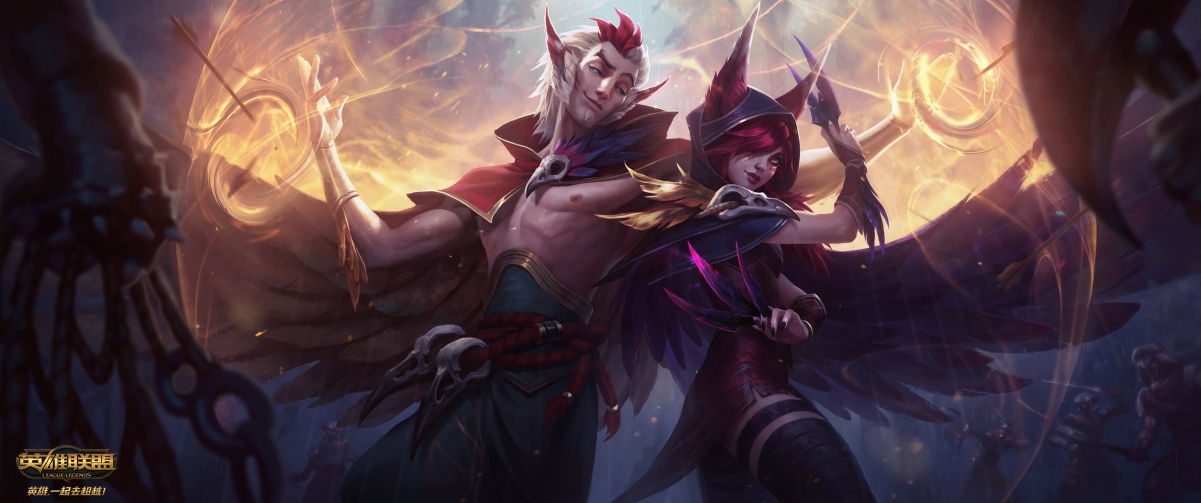 英雄联盟LOL新英雄霞与洛，绝美4K高清壁纸，3440x1440分辨率下载