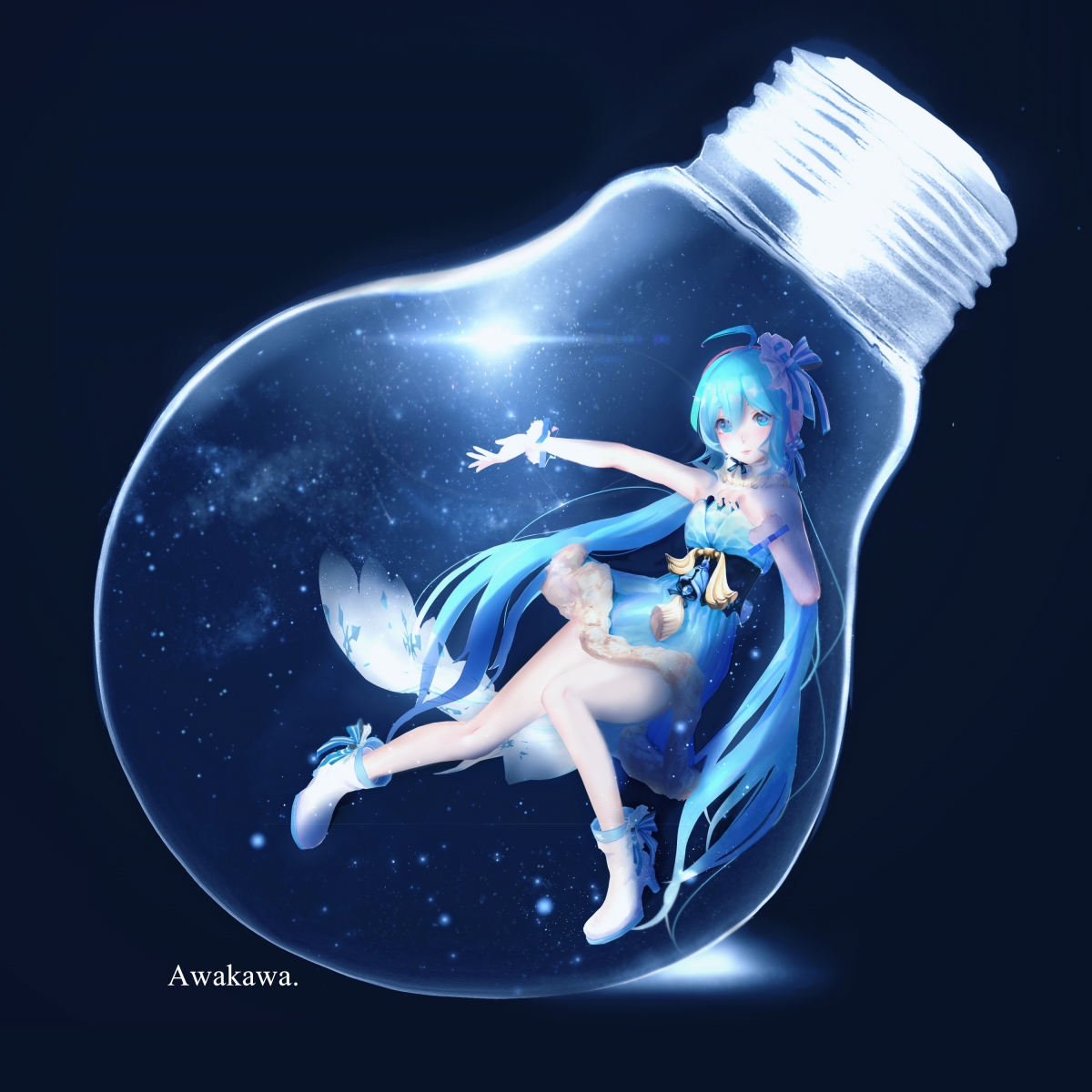 初音梦幻灯炮，精选唯美动漫壁纸，4K高清大图，3000x3000分辨率，畅享下载！