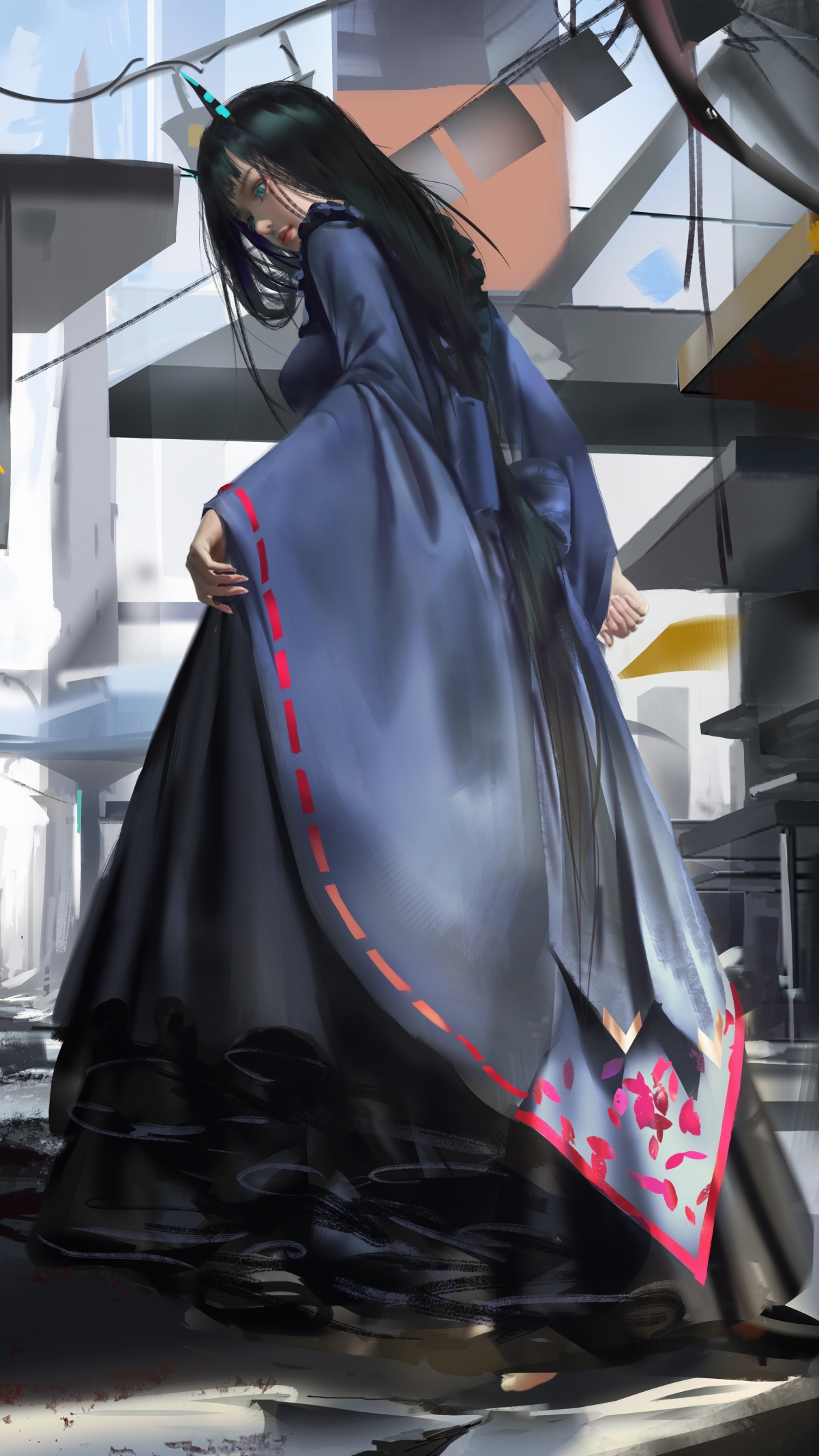 动漫唯美长裙女子竖屏4K高清壁纸，2160x3840超清下载